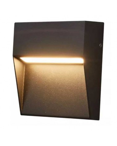 Aplique pared de exterior cuadrado LED 11cm de aluminio acabado negro 3W 4000K IP65