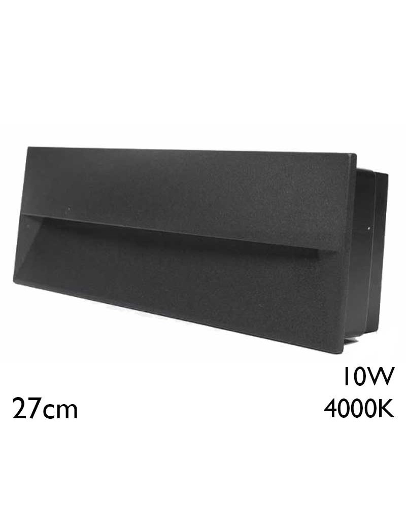 Aplique pared de exterior rectangular LED 27cm de aluminio acabado negro 10W 4000K IP65