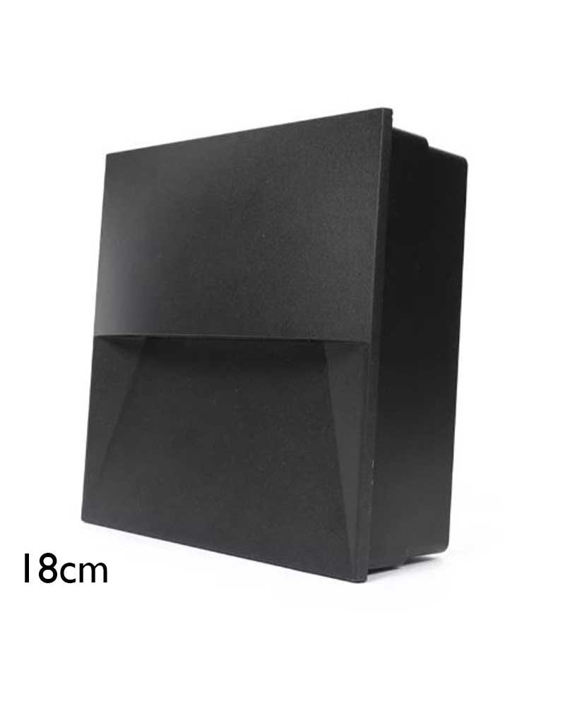 Square LED outdoor wall light 18cm in black finish aluminum 9.5W 4000K IP65