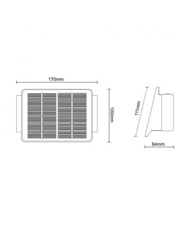 Aplique pared de exterior negro SOLAR 17cm de ancho LED 5 luces de 2W 3000K IP54 con batería botón ON/OFF