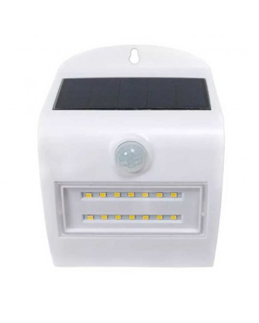 White SOLAR outdoor wall light 13.8cm high LED 3W 4000K IP65 with battery ON/OFF button with PRESENCE SENSOR