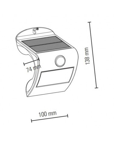 White SOLAR outdoor wall light 13.8cm high LED 3W 4000K IP65 with battery ON/OFF button with PRESENCE SENSOR