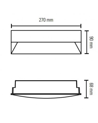 Aplique pared de exterior rectangular LED 27cm de aluminio acabado negro 10W 4000K IP65