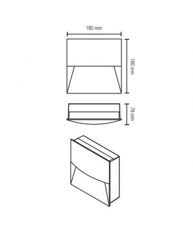 Aplique pared de exterior cuadrado LED 18cm de aluminio acabado negro 9,5W 4000K IP65