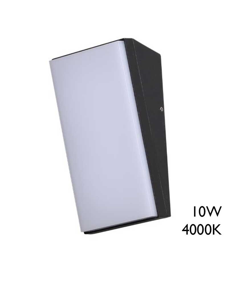 Rectangular LED outdoor wall light 18cm high in black finish aluminum 10W 4000K IP65