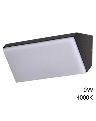 Aplique pared de exterior rectangular LED 18cm de ancho de aluminio acabado negro 10W 4000K IP65