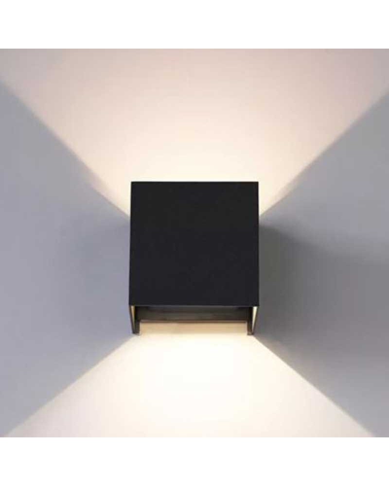 Aplique pared de exterior negro 10,1cm de aluminio luz superior e inferior LED 6W 3000K