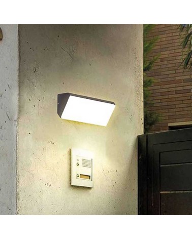 Aplique pared de exterior rectangular LED 18cm de ancho de aluminio acabado negro 10W 4000K IP65