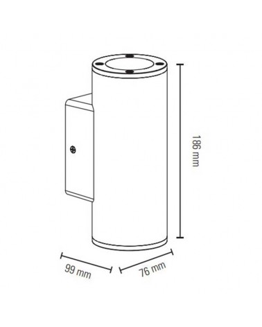 Aplique de exterior 18,6cm de alto negro 2xG10 luz por arriba y por abajo IP65