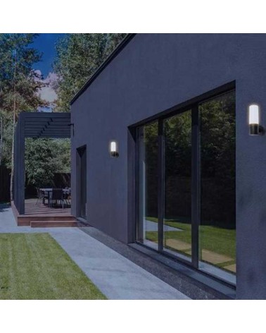 Outdoor wall light 25cm high in aluminum and ABS black finish E27 IP54