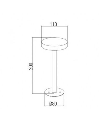 Baliza de exterior LED 20cm de aluminio acabado negro 5W 4000K IP65