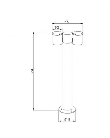 Baliza de exterior 55cm de aluminio acabado negro 2xGU10 IP54