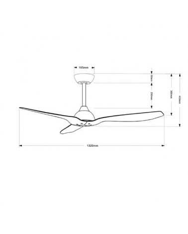 Ceiling fan without light black 3 blades Ø132cm programmable with 6 speeds