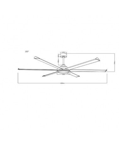 Ventilador de techo industrial negro 6 aspas Ø254cm programable con 6 velocidades