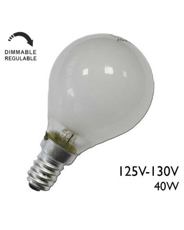 Bombilla esférica mate 40W 125-130V E14 de filamento