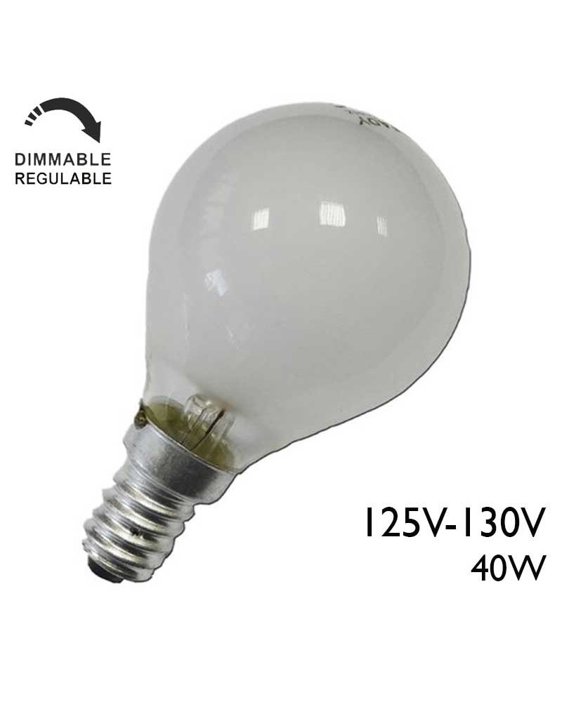 Matte spherical bulb 40W 125-130V E14 filament