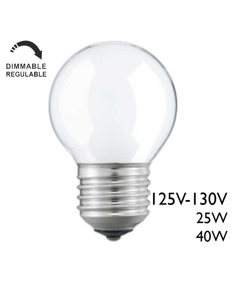 Matte spherical bulb 125-130V E27 filament