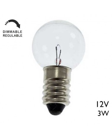 Bombilla esférica mini 11x24mm 3W 12V E10 250mA