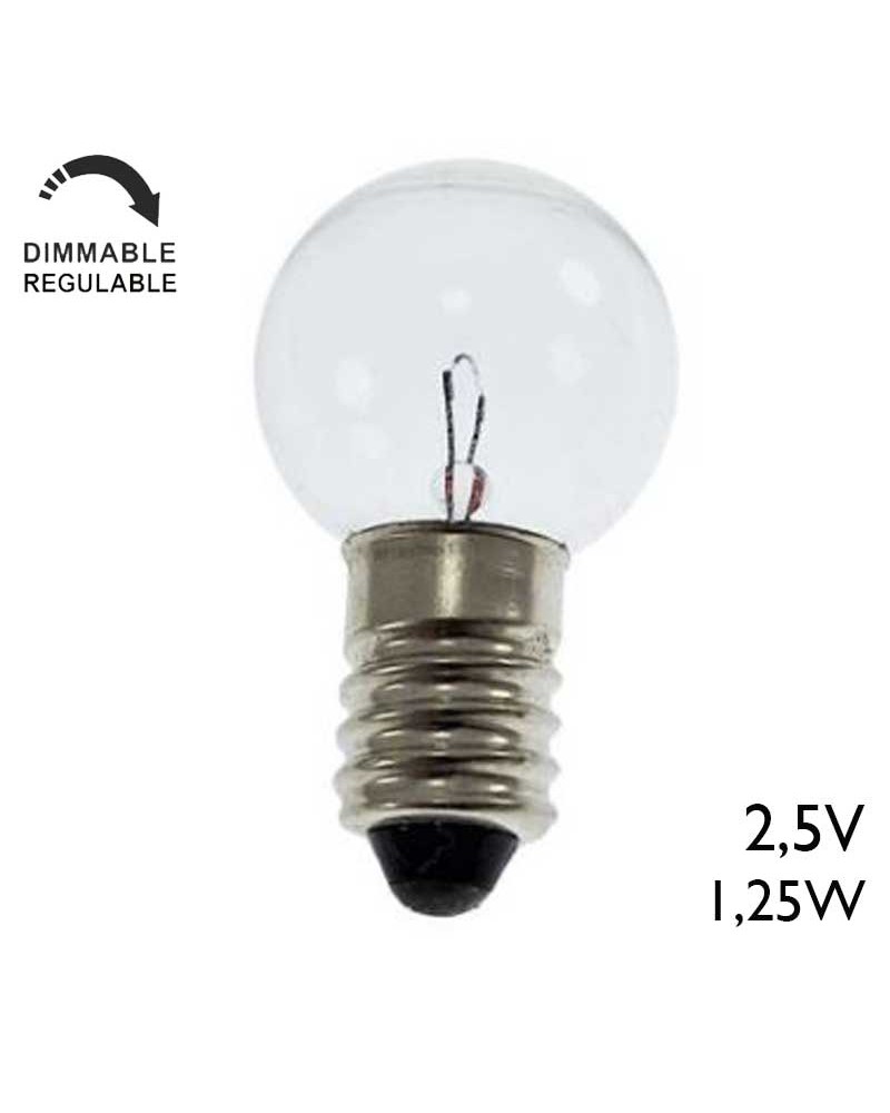 Mini spherical bulb 15x29mm 1.25W 2.5V E10 500mA