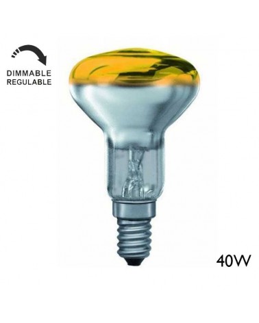 Bombilla reflectora R50 incandescente amarilla 40W E14 50mm