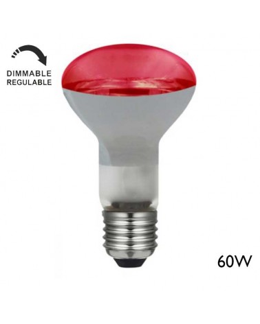 Bombilla reflectora R63 incandescente roja 60W E27 63mm