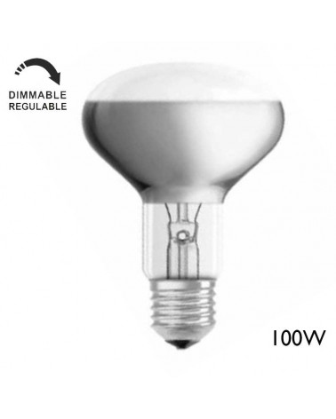 Bombilla reflectora R80 incandescente 100W 230V E27 80mm mate