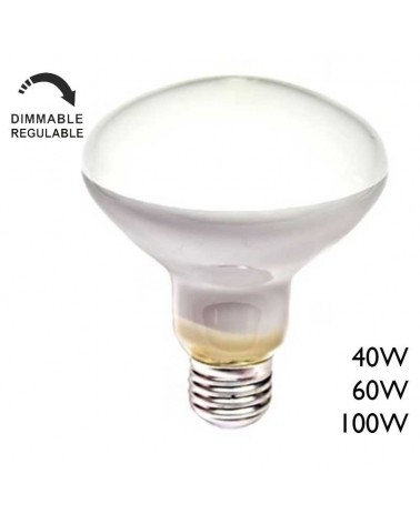 Bombilla reflectora R90 incandescente 230V E27 90mm mate