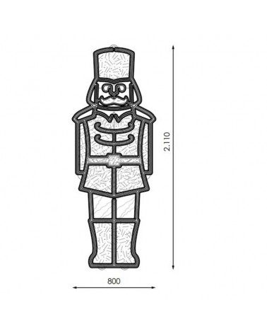 Christmas figure soldier warm, white and red light 2.11 meters high with tapestry and PVC net IP65