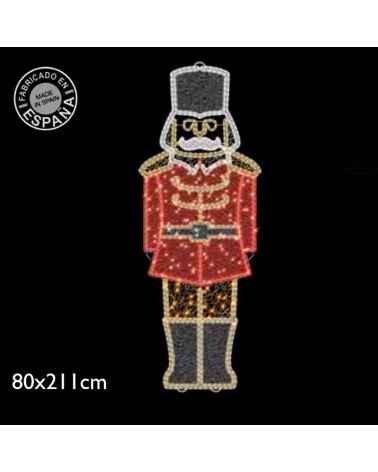 Christmas figure soldier warm, white and red light 2.11 meters high with tapestry and PVC net IP65