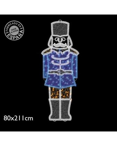 Christmas figure soldier warm, white and blue light 2.11 meters high with tapestry and PVC net IP65