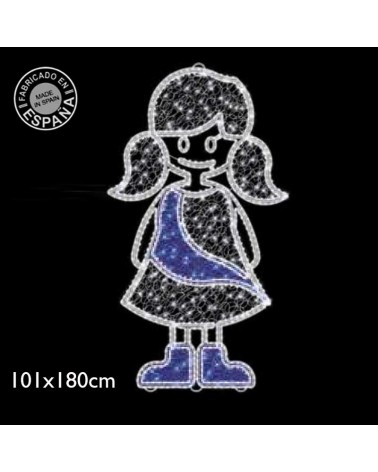 Figura Navideña muñeca luz blanca y azul 1,80 metros de alto con tapiz y PVC net IP65