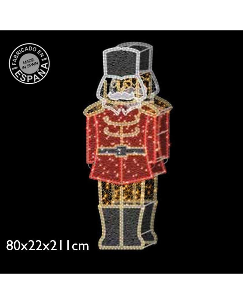 Christmas figure 3D soldier warm, white and red light 2.11 meters high with tapestry and PVC net IP65 low voltage 24V