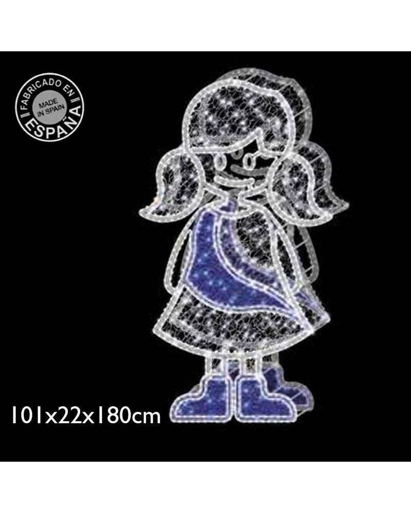 3D Christmas figure doll white and blue light 1.80 meters high with tapestry and PVC net IP65 low voltage 24V