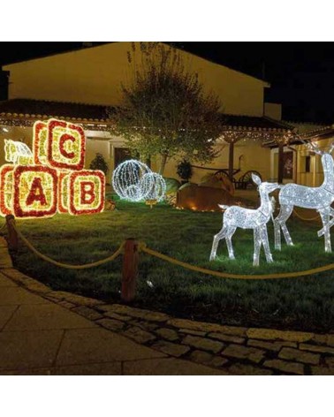 3D Christmas figures set of 3 LED letters warm light 195W with red tapestry and PVC net IP65 low voltage 24V