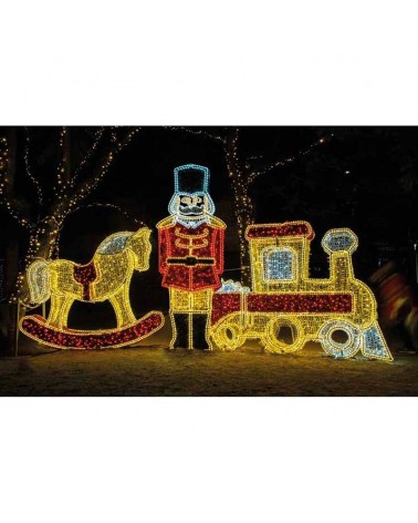 Christmas figure 3D soldier warm, white and red light 2.11 meters high with tapestry and PVC net IP65 low voltage 24V