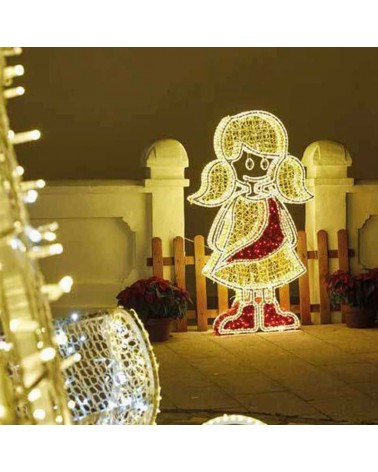 3D Christmas figure doll warm and red light 1.80 meters high with tapestry and PVC net IP65 low voltage 24V