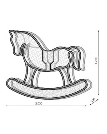 3D Christmas figure horse warm, white and red light 2.03 meters wide with tapestry and PVC net IP65 low voltage 24V