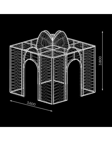 Caja de regalo LED intermitente 3D transitable 3,60x3,80 metros baja tensión 24V para exteriores