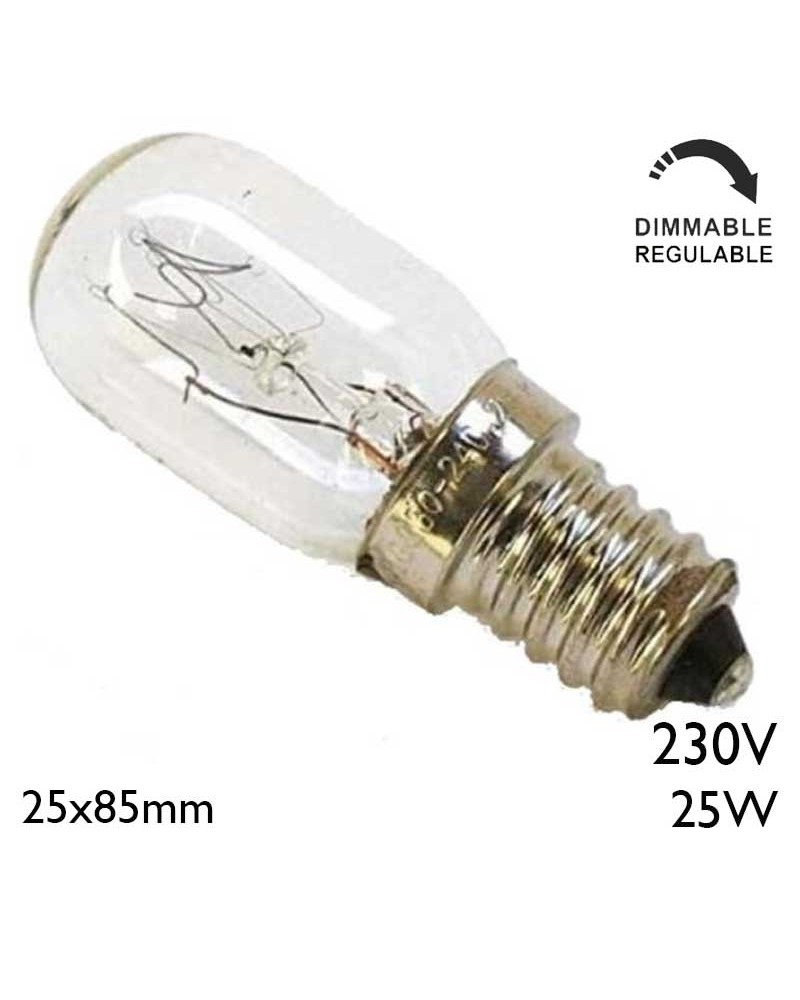 Bombilla tubular incandescente 25W E14 25x85mm 190 lúmenes 2700K