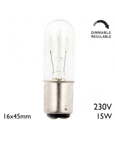 Tubular bulb 16x45 Ba15d 230V 15W