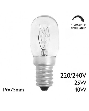 Bombilla tubular incandescente clara 220/240V E14 19x75mm