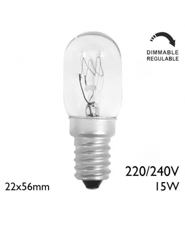 Bombilla tubular incandescente clara 15W 220/240V E14 22x56mm