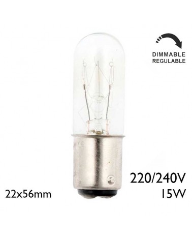 Tubular bulb 22x56 Ba15d 15W 220/240V