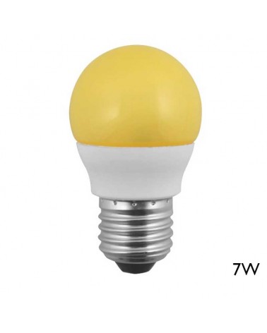 Yellow energy saving spherical bulb 80mm 7W E27