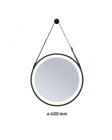 Black round LED mirror 40cm diameter Illuminated IP44 7.5W 2700K-6500K