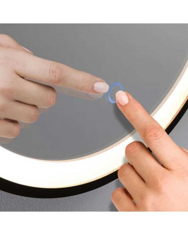 Black round LED mirror 40cm diameter Illuminated IP44 7.5W 2700K-6500K