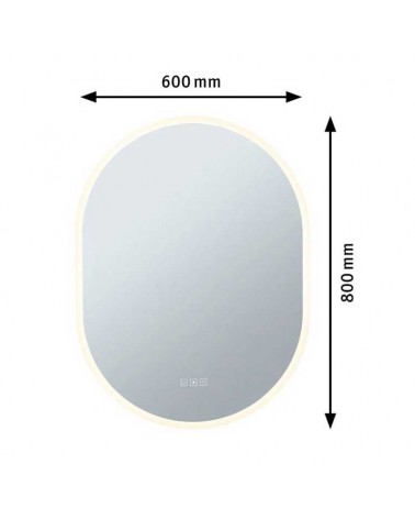 White Oval LED Mirror 80x60cm Illuminated IP44 22W CCT 2700K/4000K/6500K Dimmable