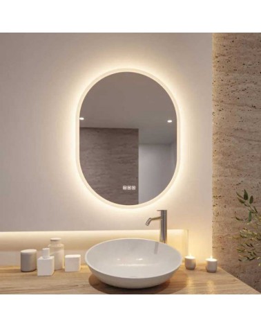 White Oval LED Mirror 80x60cm Illuminated IP44 22W CCT 2700K/4000K/6500K Dimmable