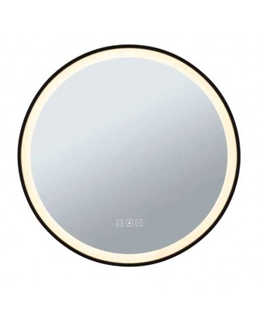 Black Round LED Mirror 59cm Illuminated IP44 11.5W CCT 2700K/4000K/6500K Dimmable