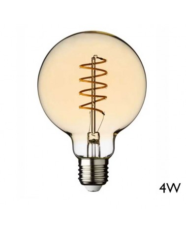 LED vintage Amber Globe Bulb 95mm LED Vertical Spiral filaments E27 4W 2200K 265Lm